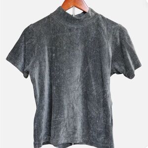 NY Jeans Charcoal Gray Short Sleeve Knit Top Womens Size L